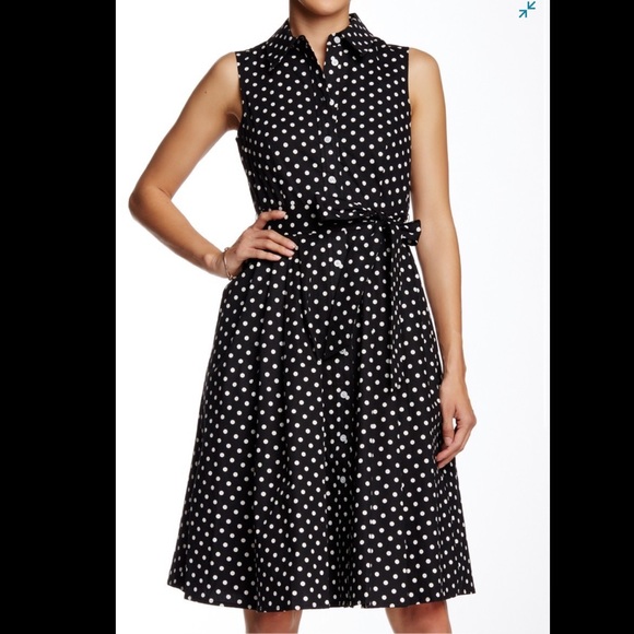 Eliza J Dresses & Skirts - Eliza J Collar Polka Dot Shirt Dress